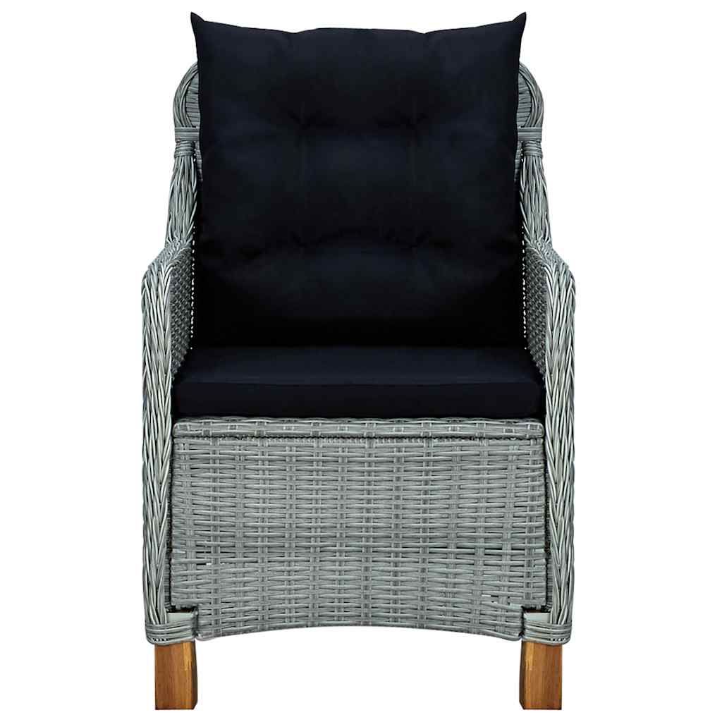 Set Divani da Giardino 3pz con Cuscini Polyrattan Grigio Chiaro