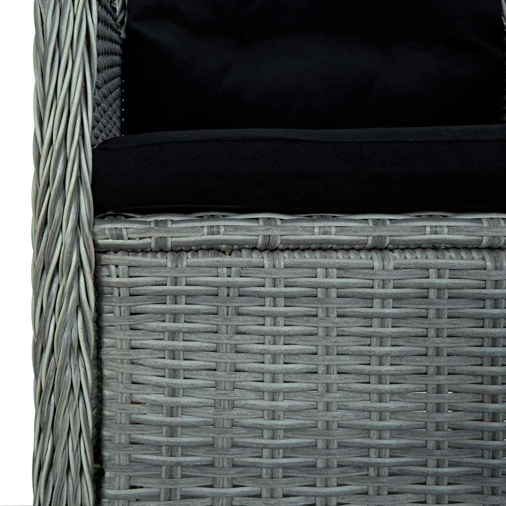 Set Divani da Giardino 3pz con Cuscini Polyrattan Grigio Chiaro