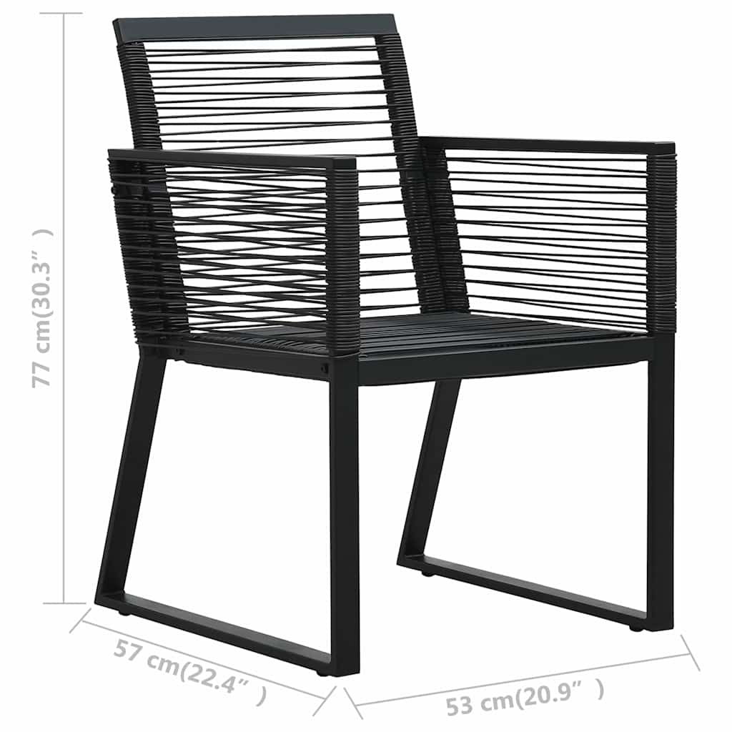 Set da Pranzo da Giardino 5 pz in Rattan PVC Nero