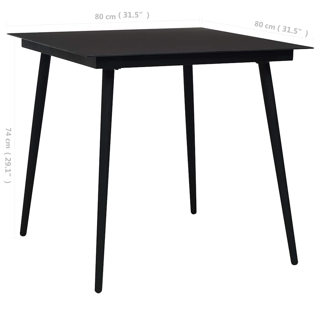 Set da Pranzo da Giardino 5 pz in Polyrattan e Vetro