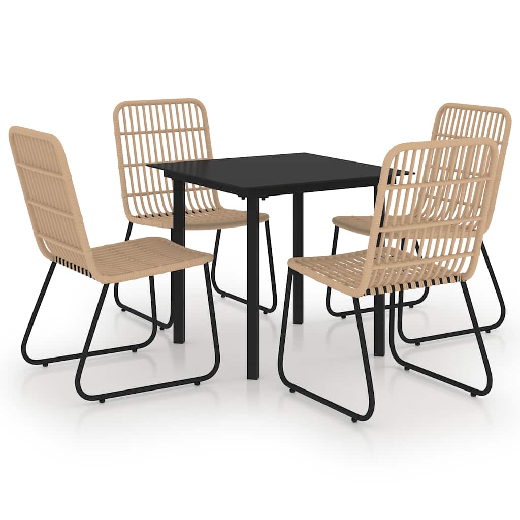 Set da Pranzo da Giardino 5 pz in Polyrattan e Vetro