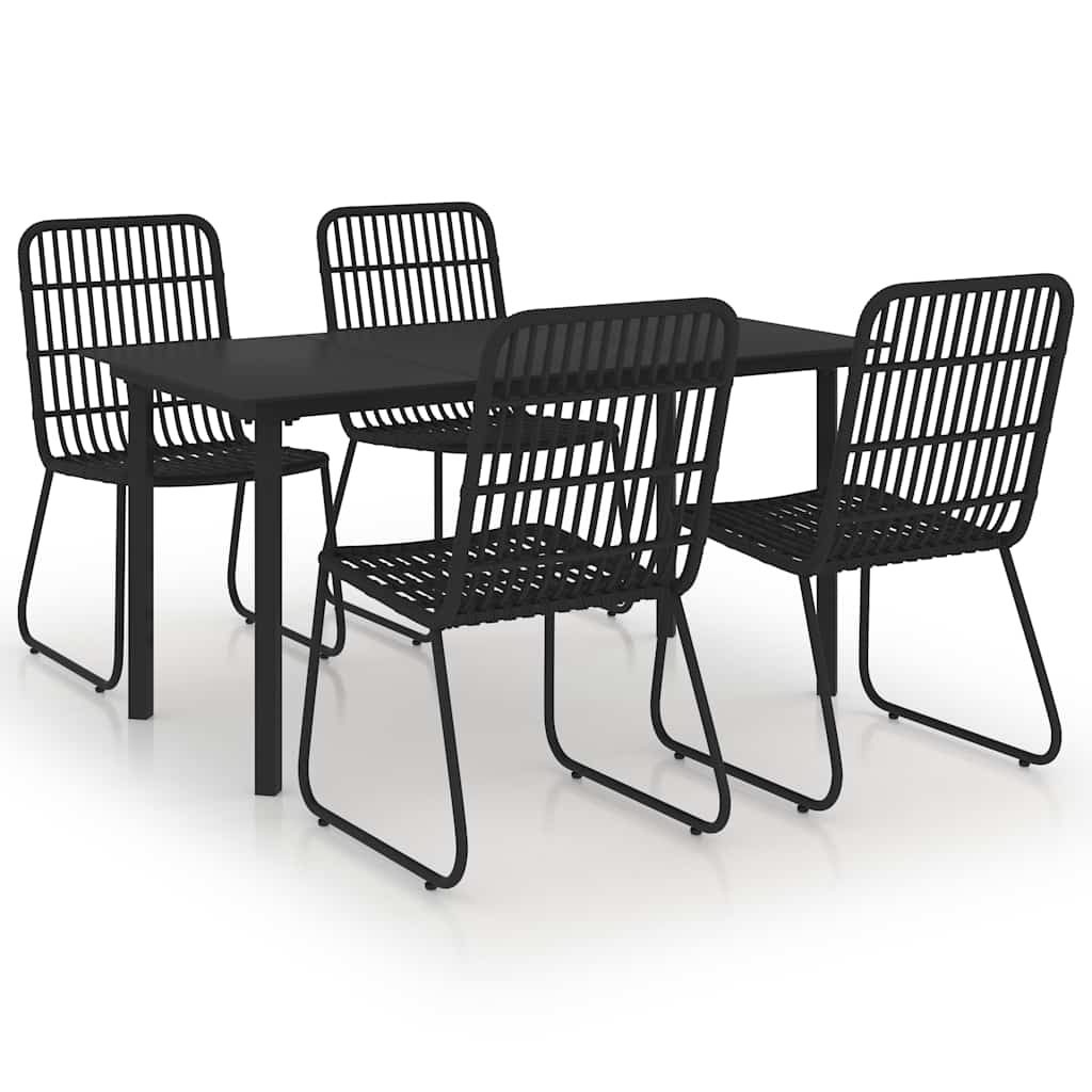 Set da Pranzo da Giardino 5 pz in Polyrattan e Vetro