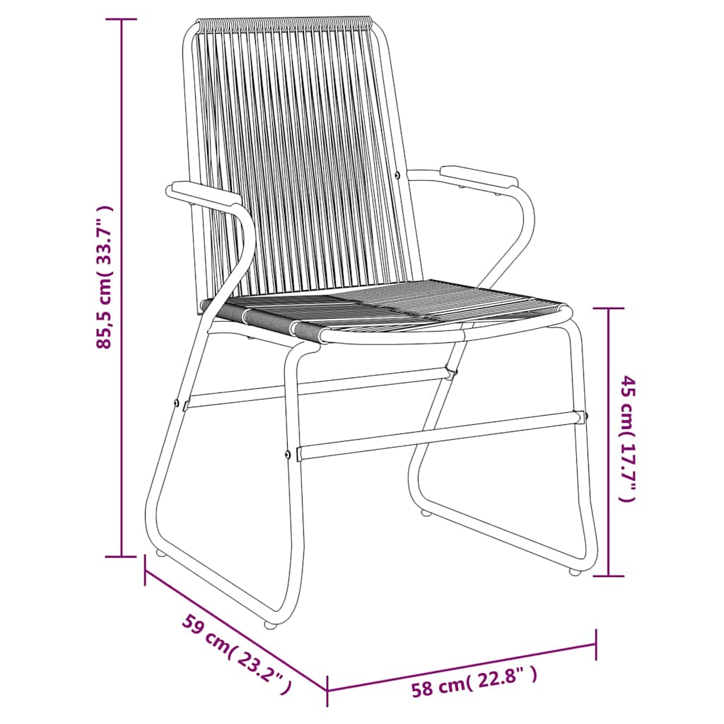 Set da Pranzo da Giardino 7 pz Nero in Rattan PVC