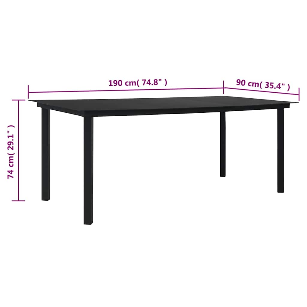 Set da Pranzo da Giardino 7 pz Nero in Rattan PVC