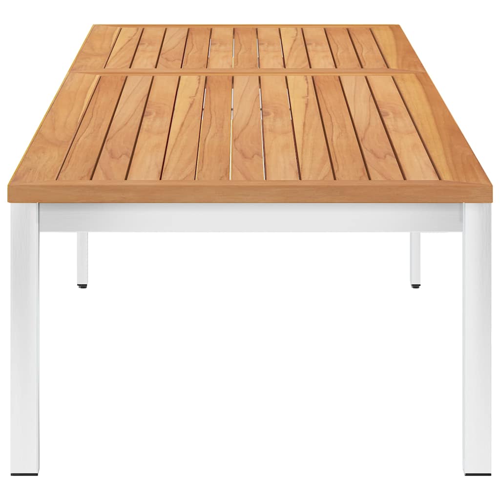 Sdraio con Cuscino in Legno Massello di Teak e Acciaio Inox