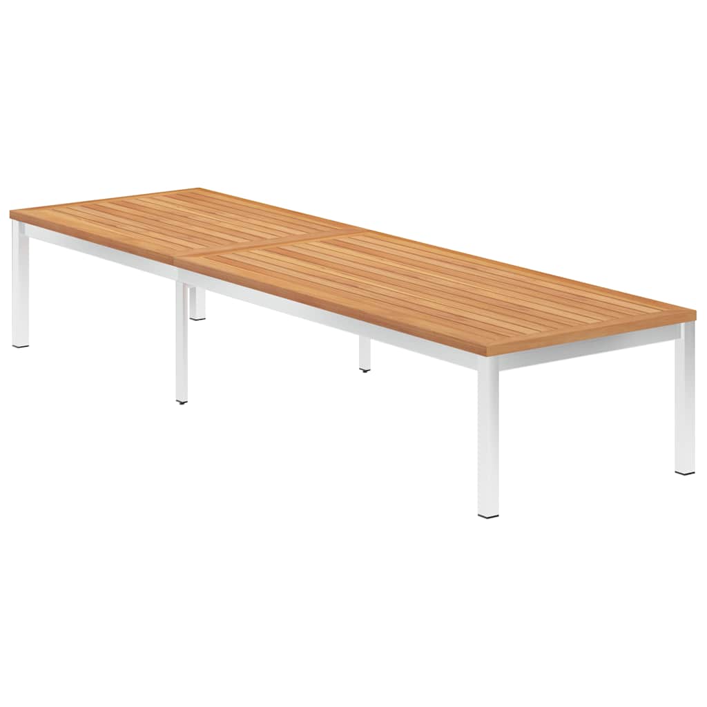 Sdraio con Cuscino in Legno Massello di Teak e Acciaio Inox