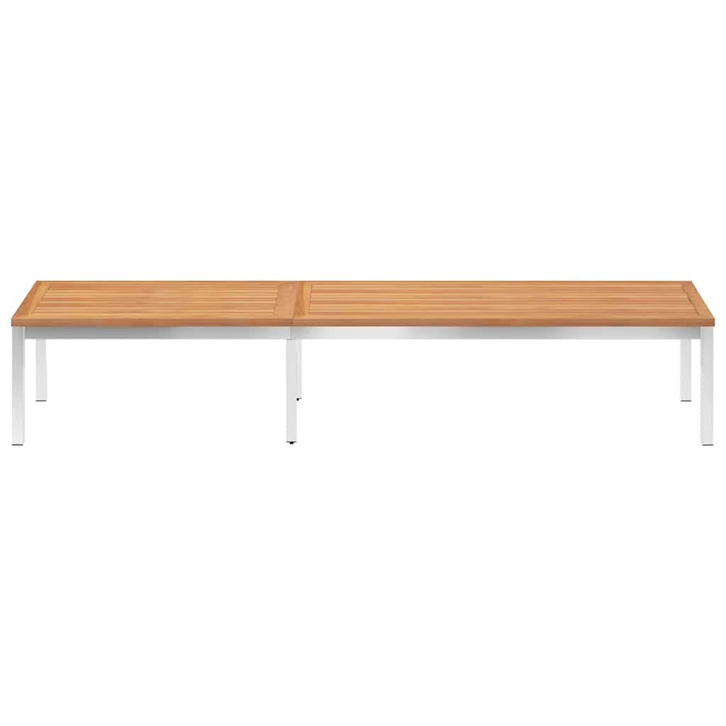 Sdraio con Cuscino in Legno Massello di Teak e Acciaio Inox
