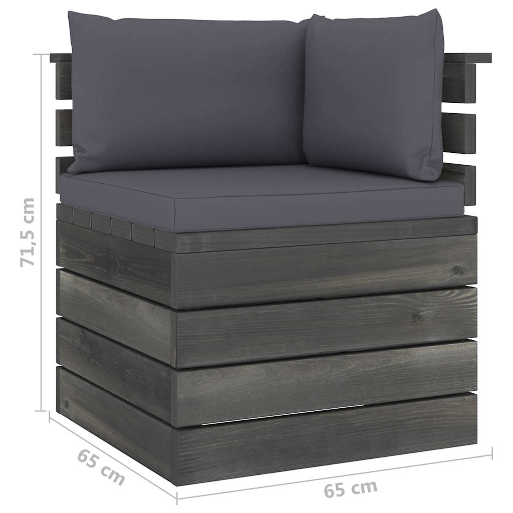 Divano da Giardino 4 Posti su Pallet con Cuscini Massello Pino