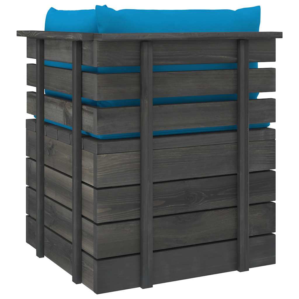 Divano da Giardino 4 Posti su Pallet con Cuscini Massello Pino