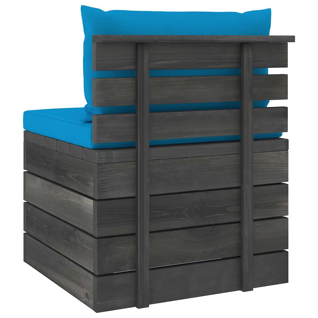 Divano da Giardino 4 Posti su Pallet con Cuscini Massello Pino