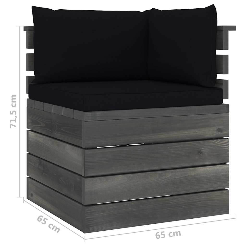Divano da Giardino 4 Posti su Pallet con Cuscini Massello Pino