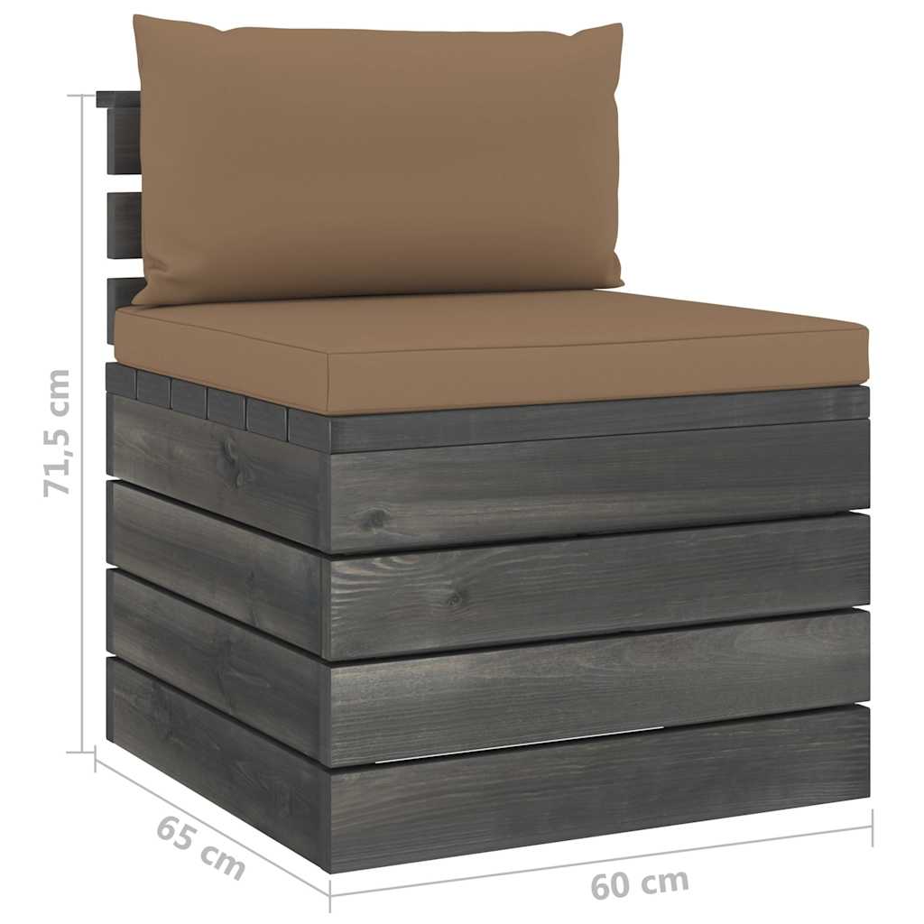 Set Divani da Giardino su Pallet 5 pz con Cuscini Massello Pino