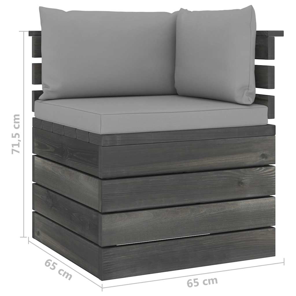 Set Divani da Giardino su Pallet 5 pz con Cuscini Massello Pino
