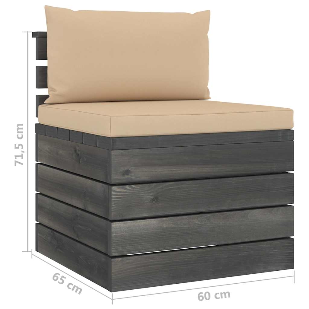Set Divani da Giardino su Pallet 5 pz con Cuscini Massello Pino