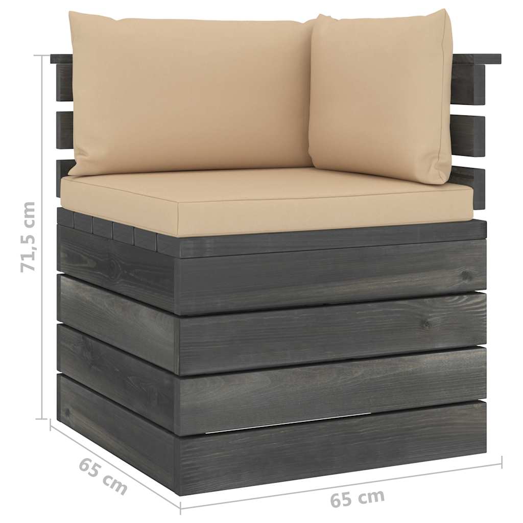 Set Divani da Giardino su Pallet 5 pz con Cuscini Massello Pino
