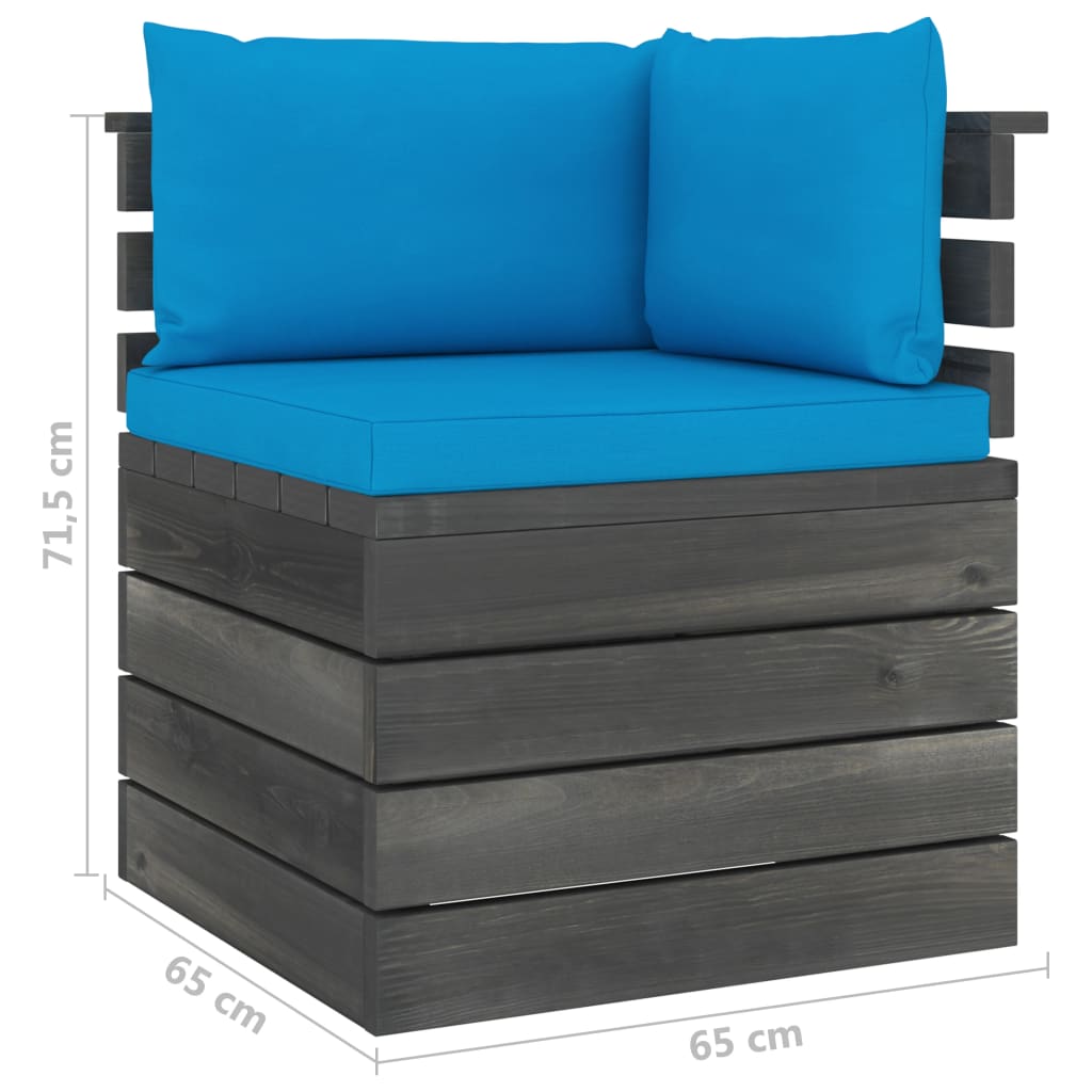 Set Divani da Giardino su Pallet 5 pz con Cuscini Massello Pino