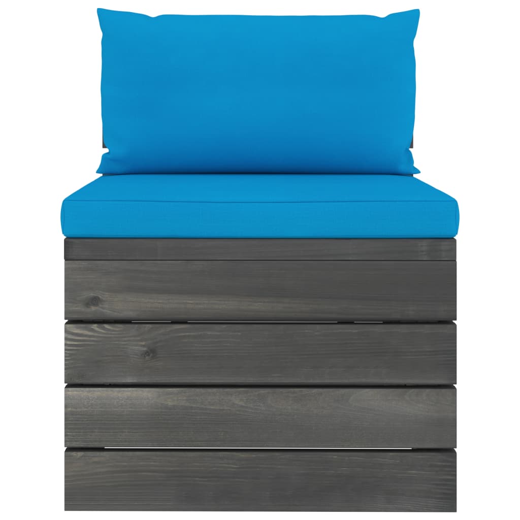 Set Divani da Giardino su Pallet 5 pz con Cuscini Massello Pino