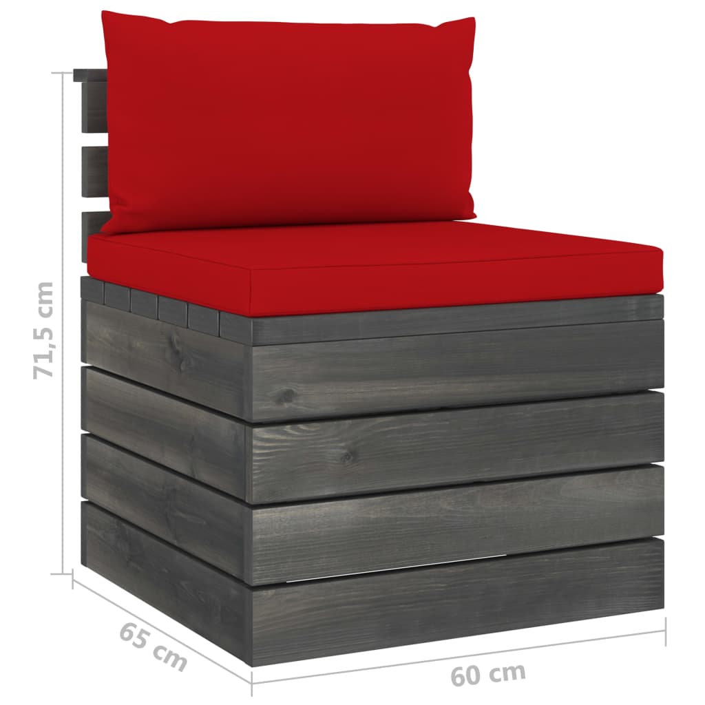 Set Divani da Giardino su Pallet 5 pz con Cuscini Massello Pino