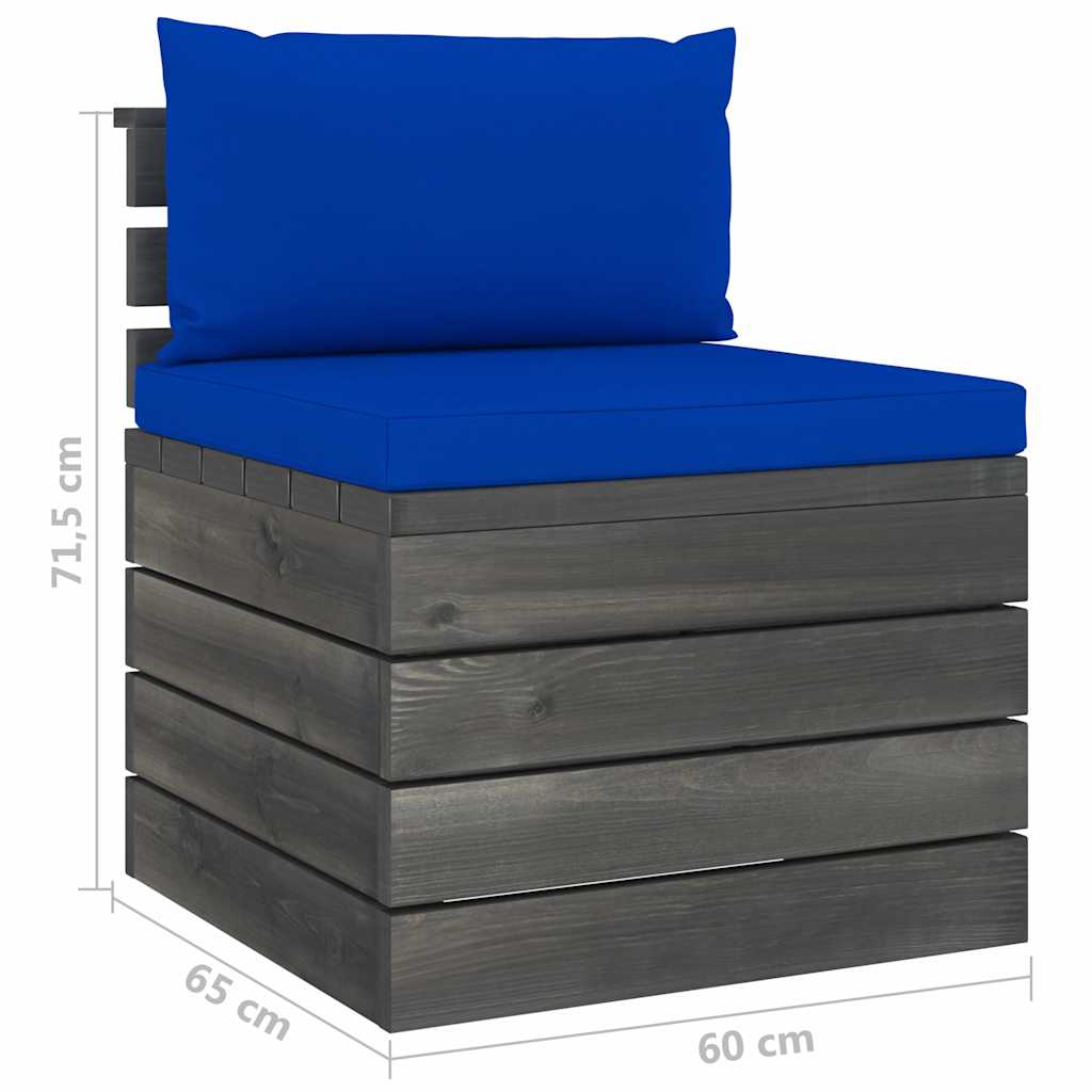 Set Divani da Giardino su Pallet 5 pz con Cuscini Massello Pino