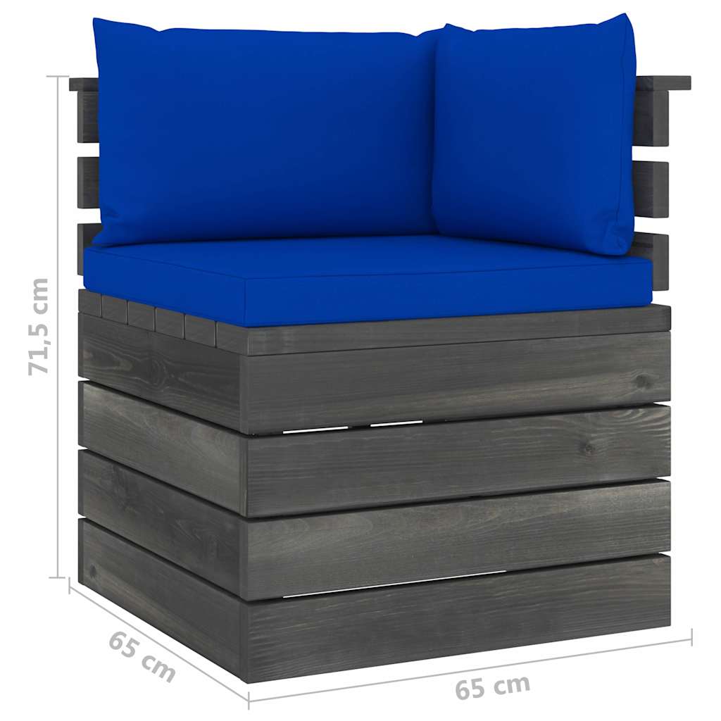 Set Divani da Giardino su Pallet 5 pz con Cuscini Massello Pino