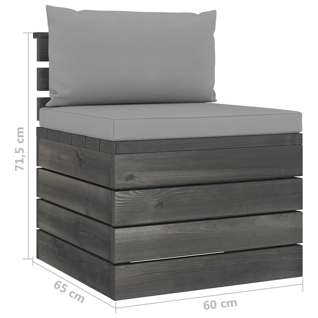 Set Divani da Giardino su Pallet 5 pz con Cuscini Massello Pino