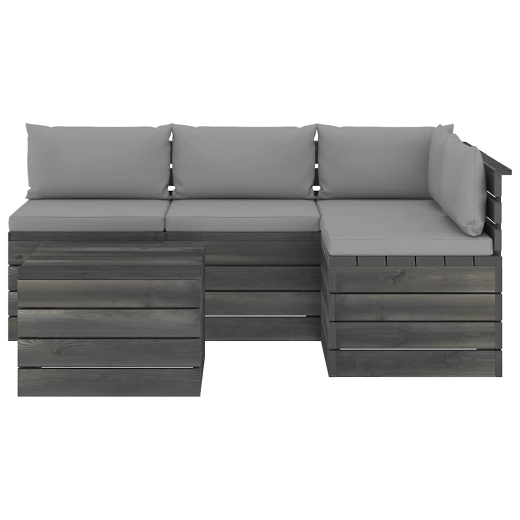 Set Divani da Giardino su Pallet 5 pz con Cuscini Massello Pino