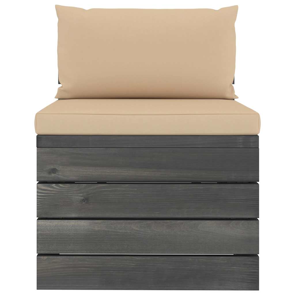 Set Divani da Giardino su Pallet 5 pz con Cuscini Massello Pino