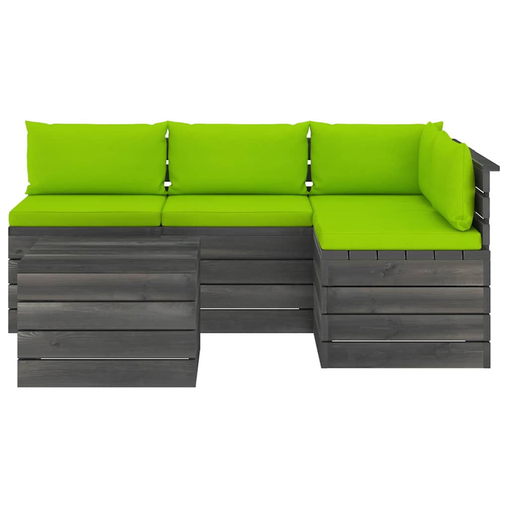 Set Divani da Giardino su Pallet 5 pz con Cuscini Massello Pino