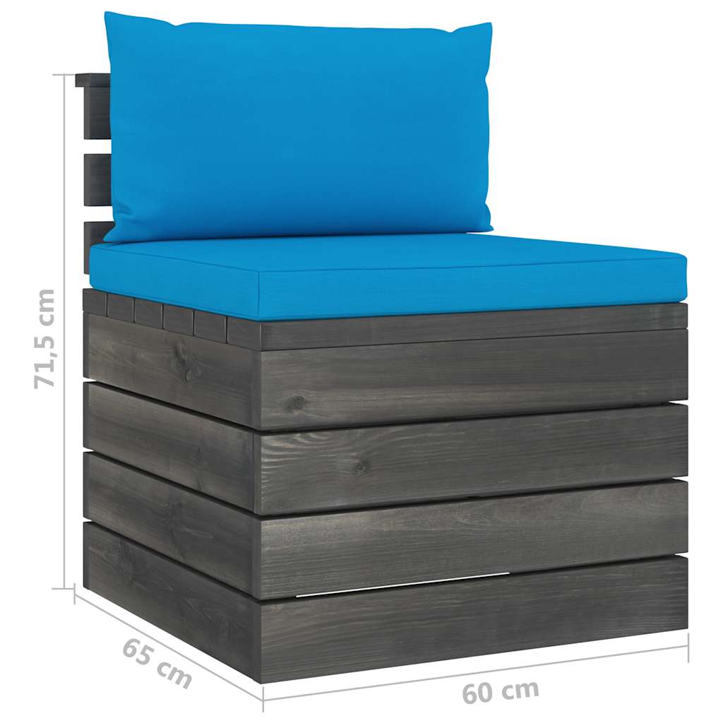 Set Divani da Giardino su Pallet 6 pz con Cuscini Massello Pino