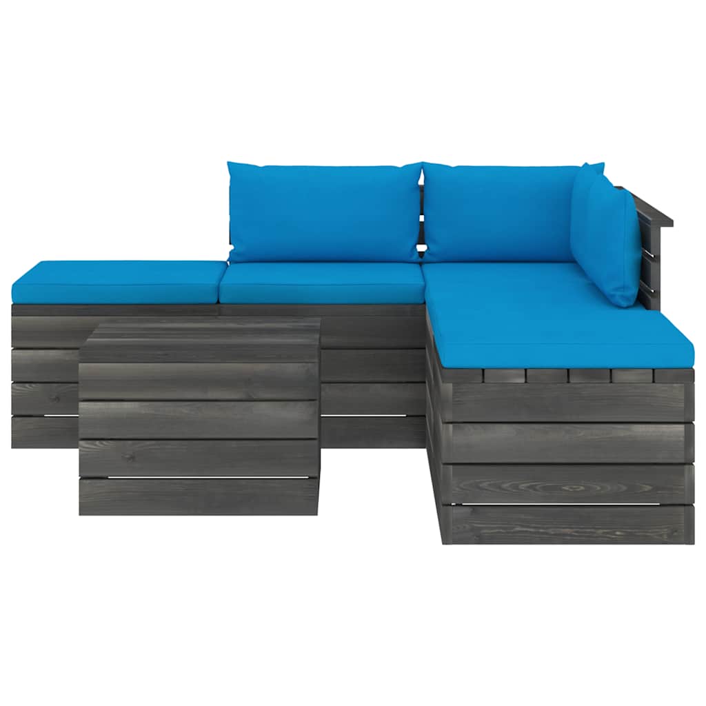 Set Divani da Giardino su Pallet 6 pz con Cuscini Massello Pino