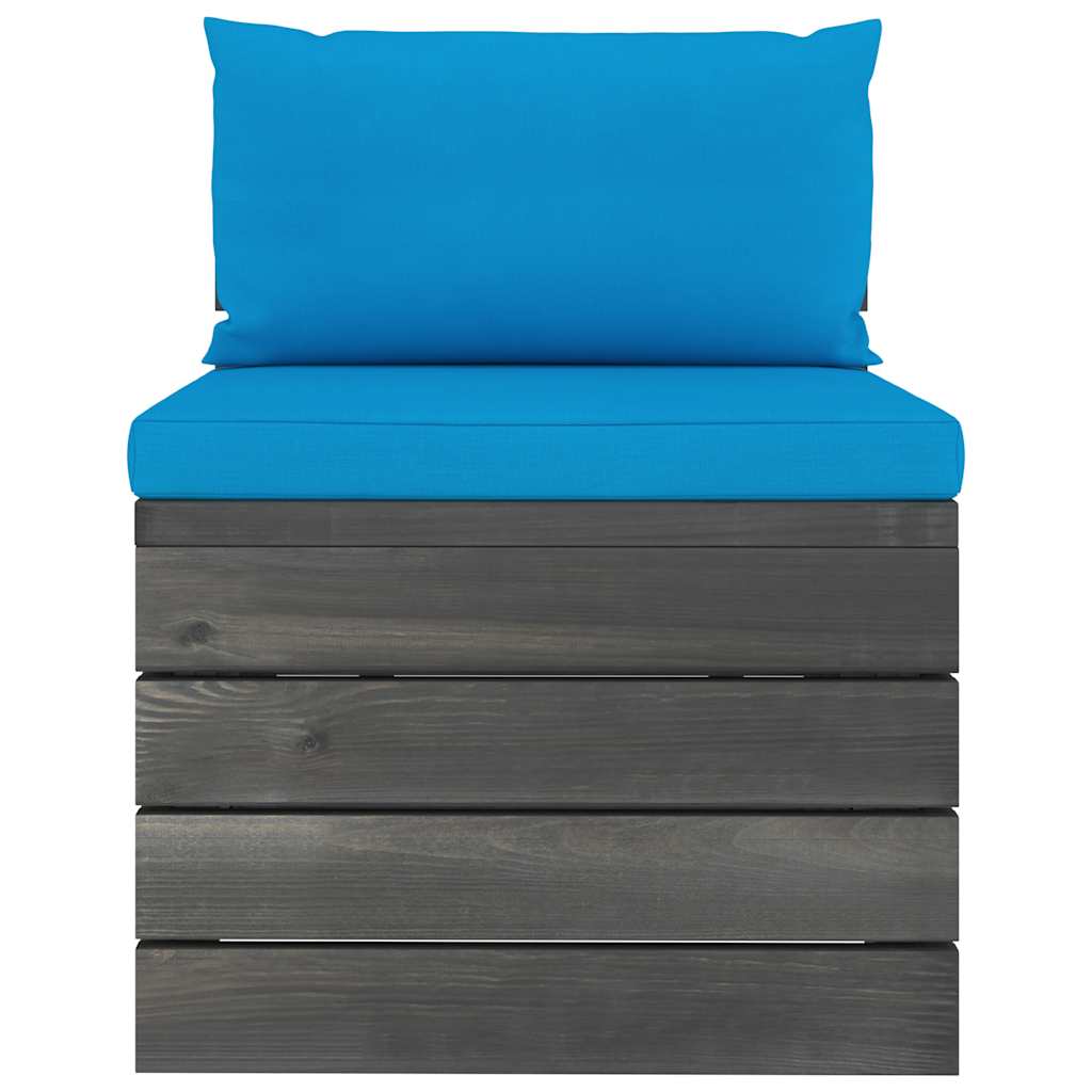 Set Divani da Giardino su Pallet 6 pz con Cuscini Massello Pino
