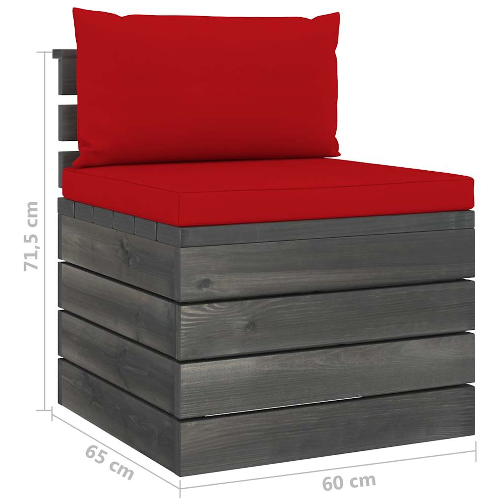 Set Divani da Giardino su Pallet 6 pz con Cuscini Massello Pino