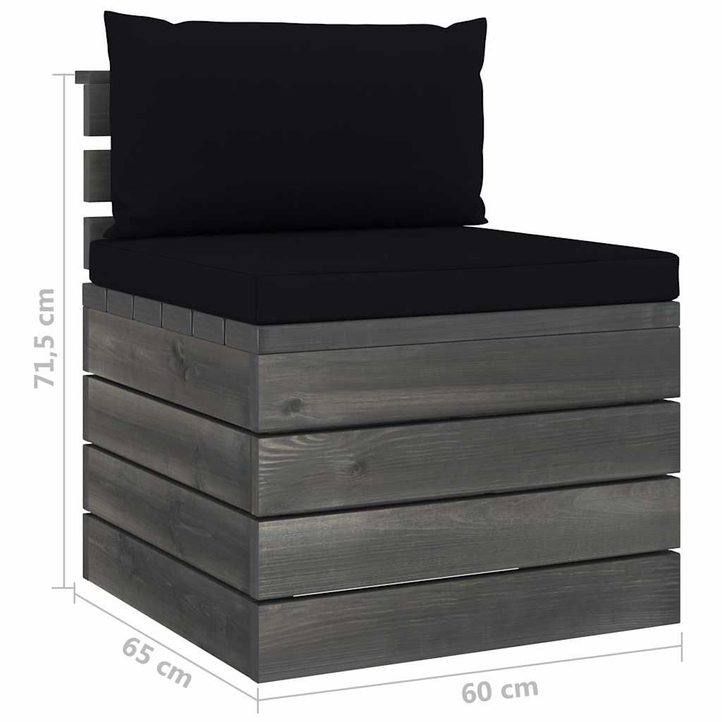 Set Divani da Giardino su Pallet 6 pz con Cuscini Massello Pino