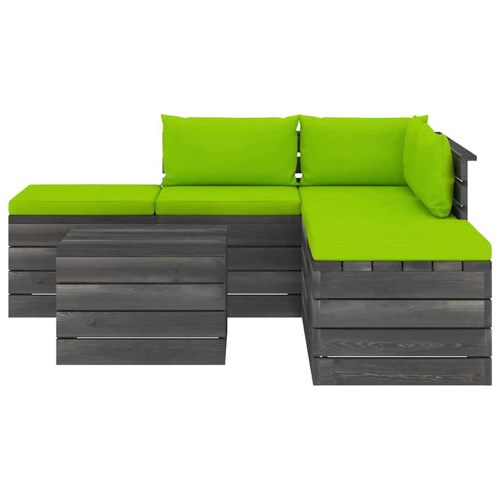 Set Divani da Giardino su Pallet 6 pz con Cuscini Massello Pino
