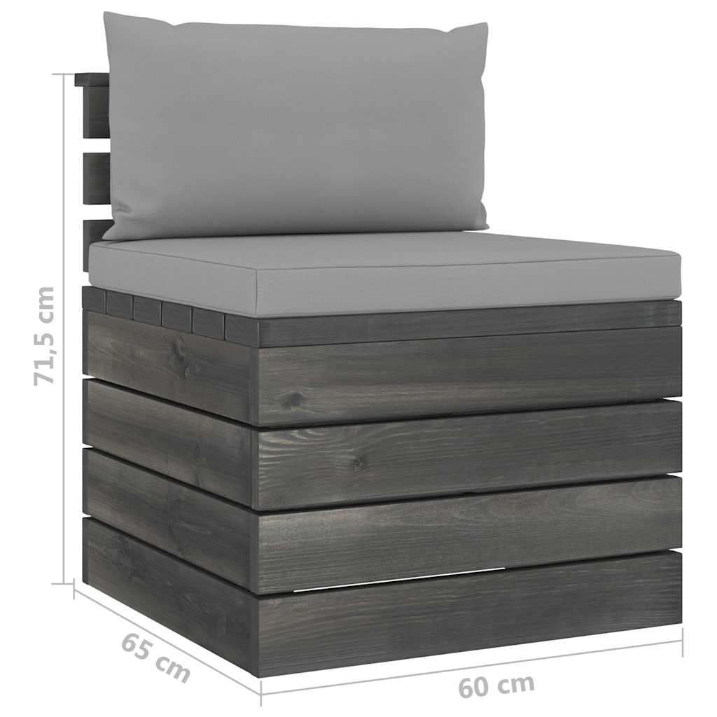 Set Divani da Giardino su Pallet 6 pz con Cuscini Massello Pino