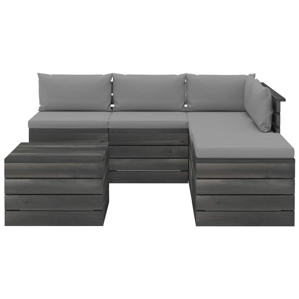 Set Divani da Giardino su Pallet 6 pz con Cuscini Massello Pino