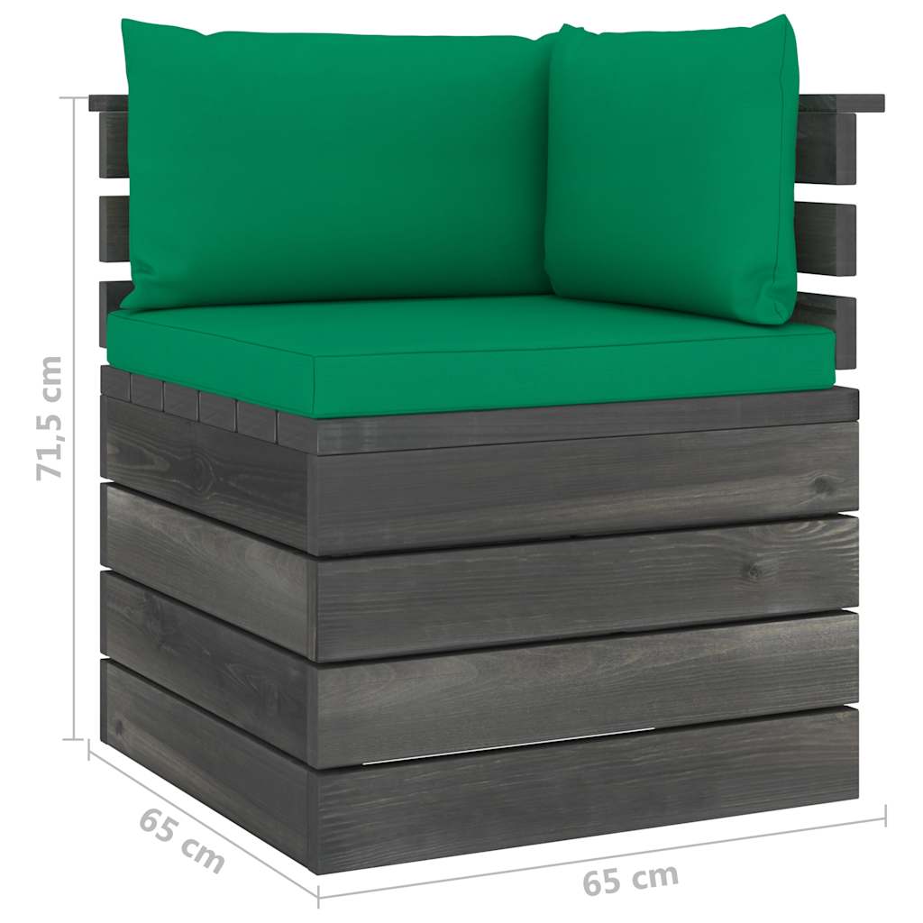 Set Divani da Giardino su Pallet 6 pz con Cuscini Massello Pino