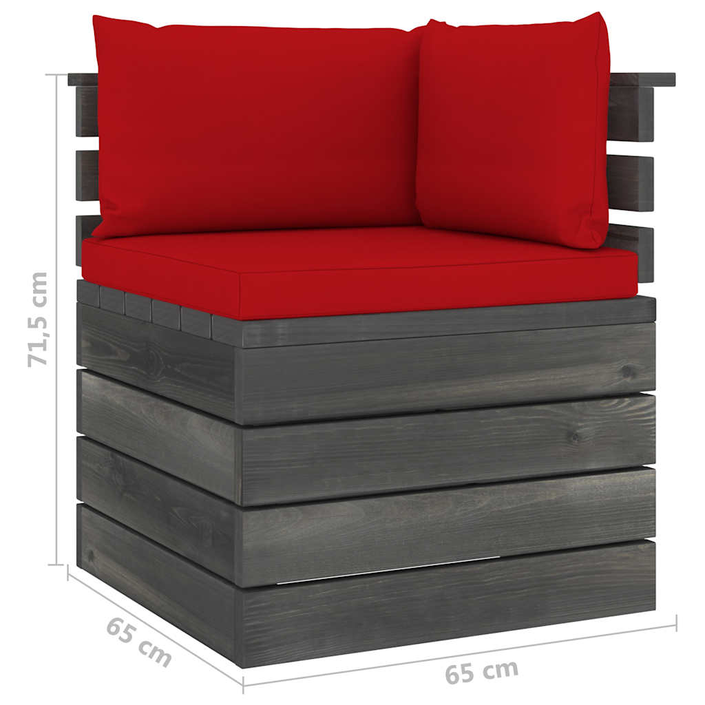 Set Divani da Giardino su Pallet 6 pz con Cuscini Massello Pino