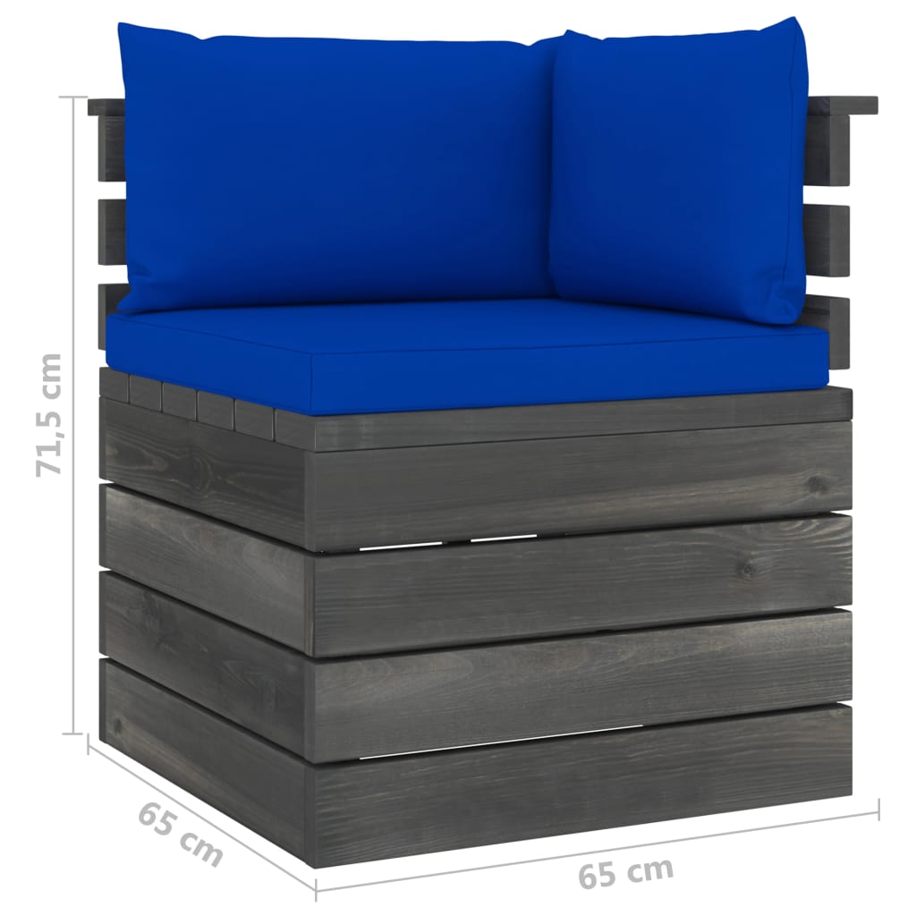 Set Divani da Giardino su Pallet 6 pz con Cuscini Massello Pino