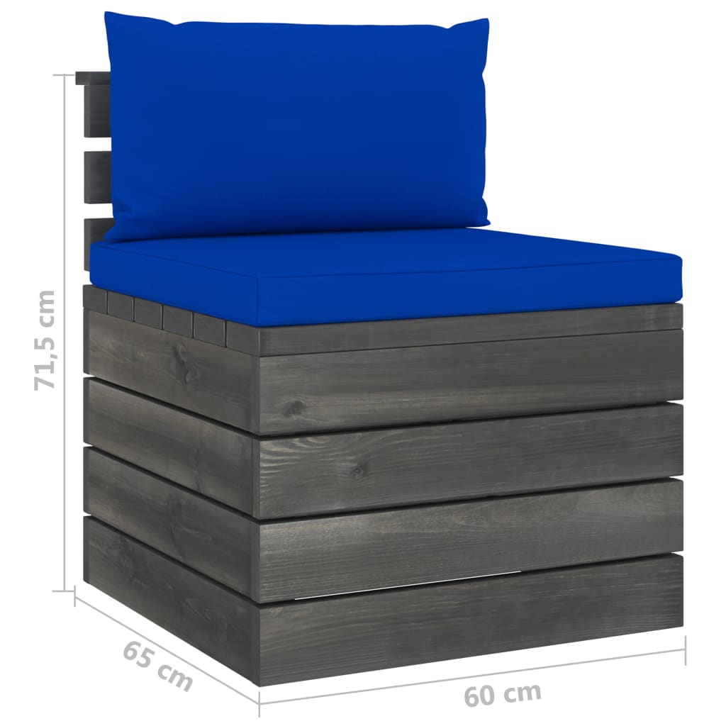 Set Divani da Giardino su Pallet 6 pz con Cuscini Massello Pino