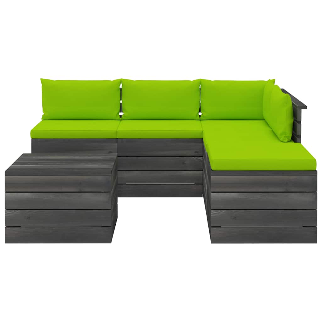 Set Divani da Giardino su Pallet 6 pz con Cuscini Massello Pino