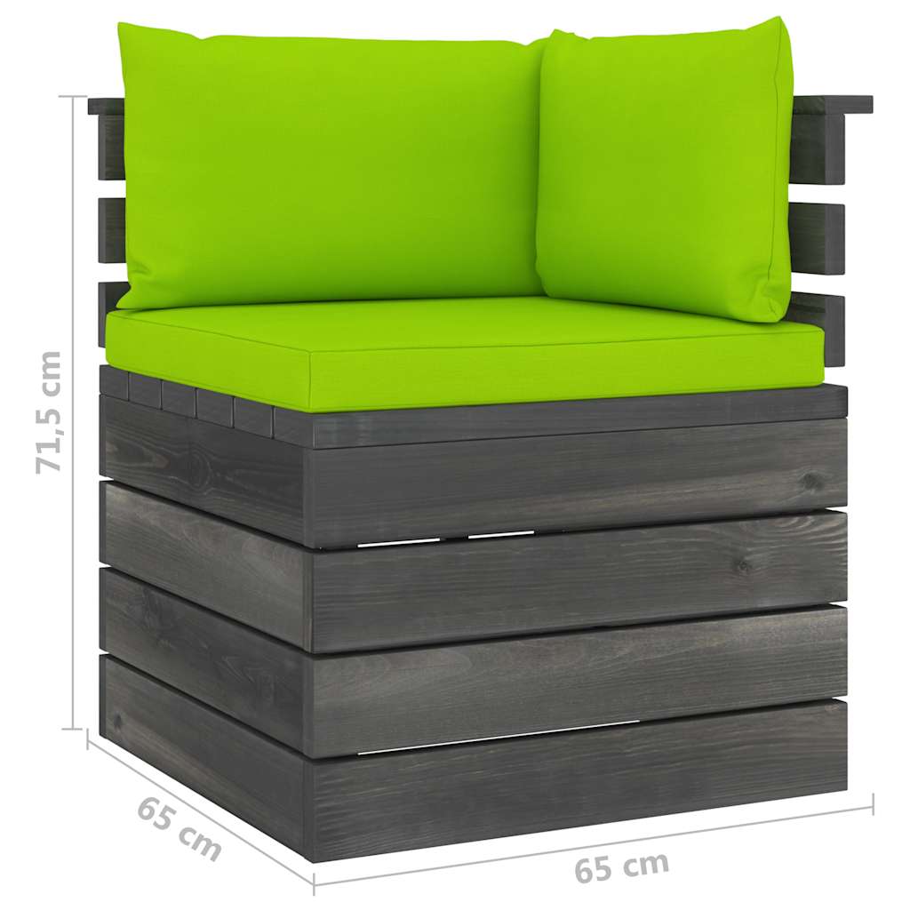 Set Divani da Giardino su Pallet 6 pz con Cuscini Massello Pino