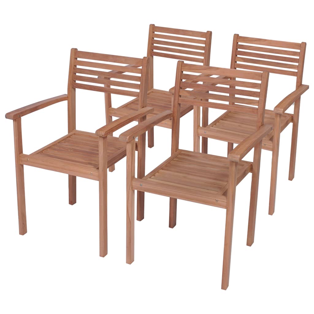 Sedie Giardino 4 pz con Cuscini Grigi in Massello di Teak