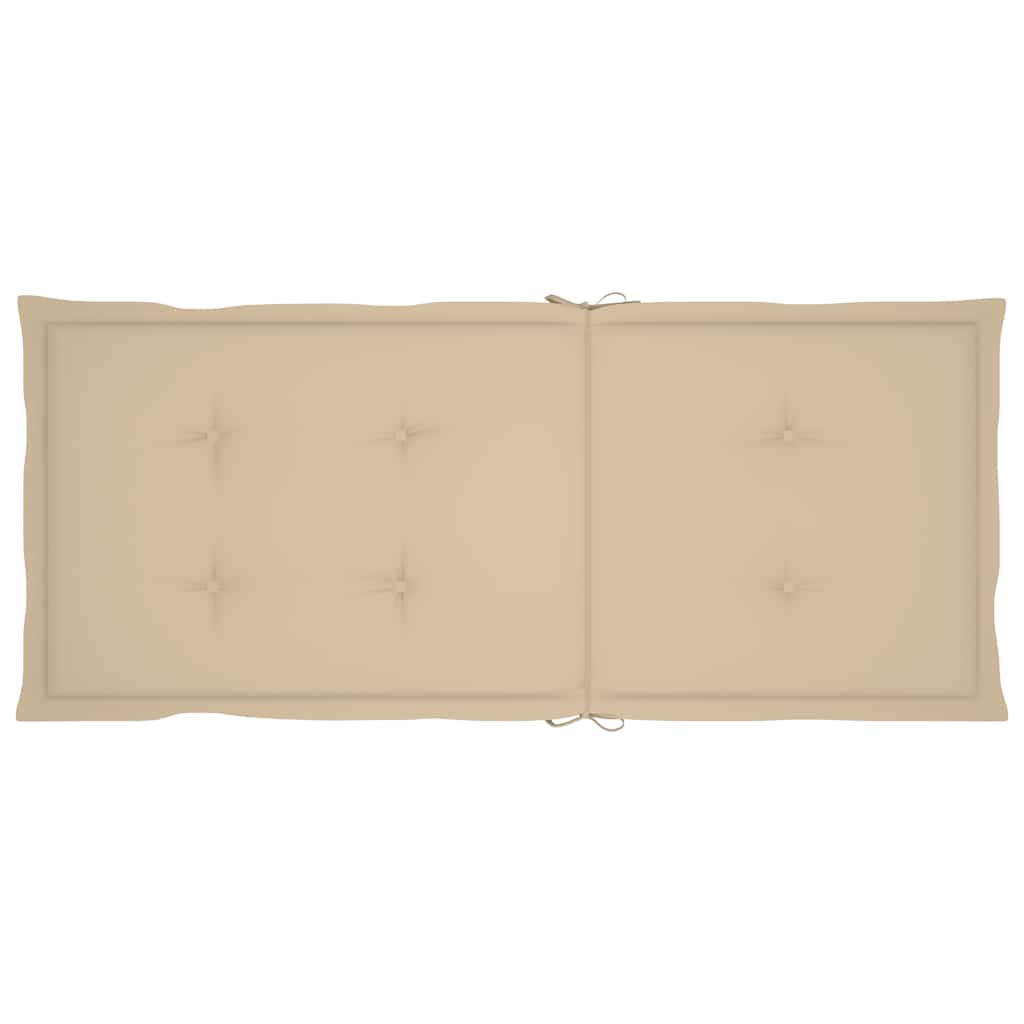 Sedie pieghevoli, 2 pezzi, con cuscini beige, in legno massello di teak.