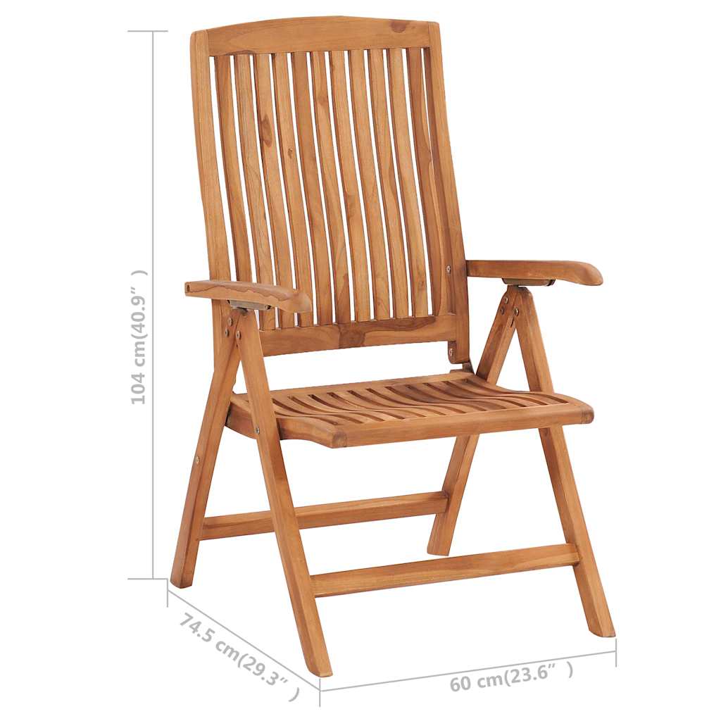 Sedie pieghevoli, 2 pezzi, con cuscini rossi, in legno massello di teak.