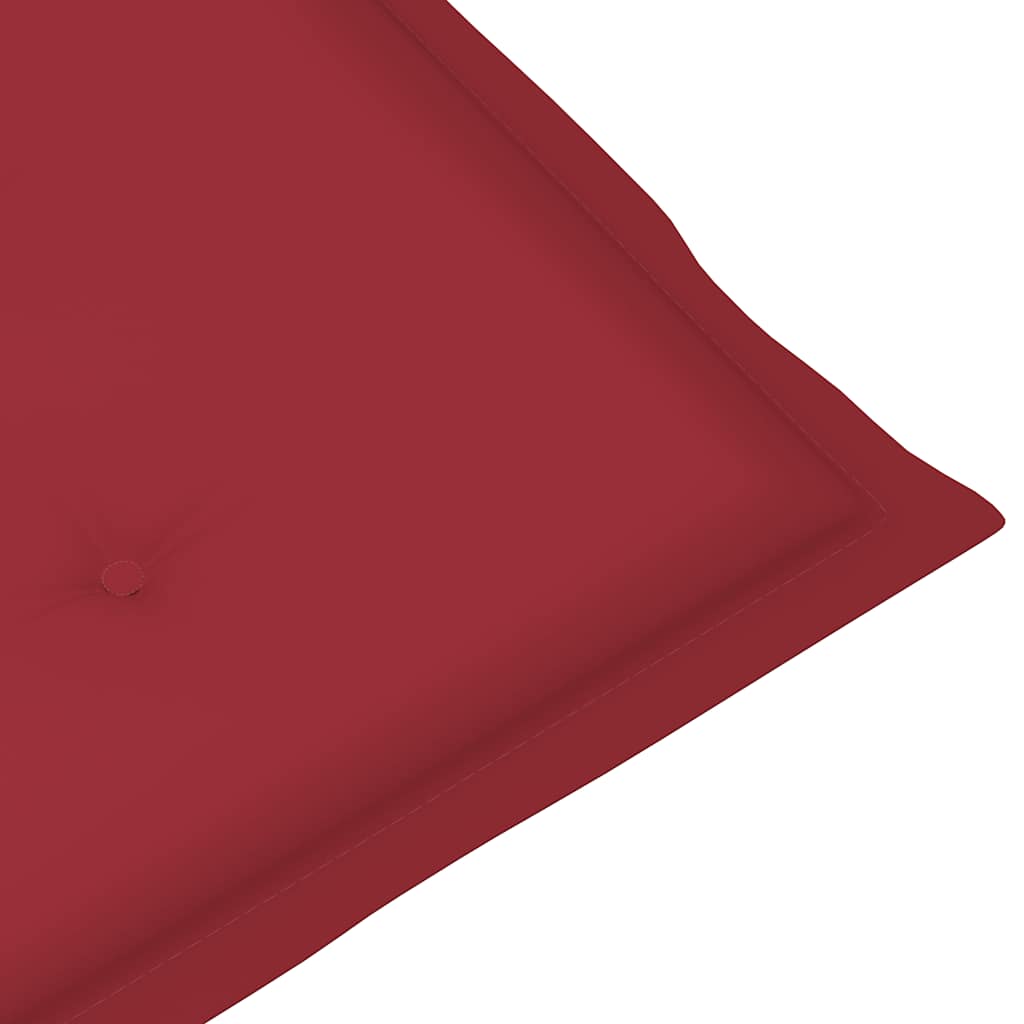 Sedie pieghevoli, 2 pezzi, con cuscini color rosso vino, in legno massello di teak.