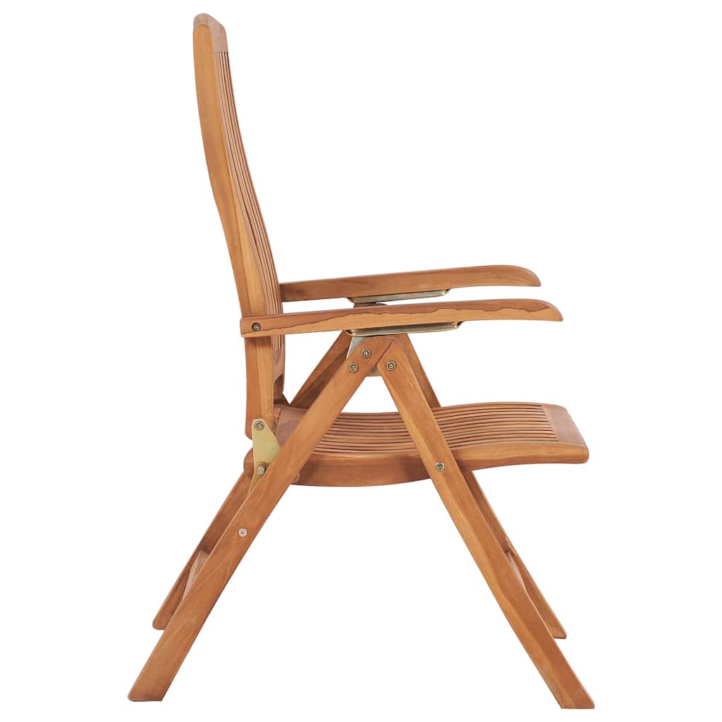 Sedie pieghevoli, 2 pezzi, con cuscini a motivo fogliare, in legno massello di teak.