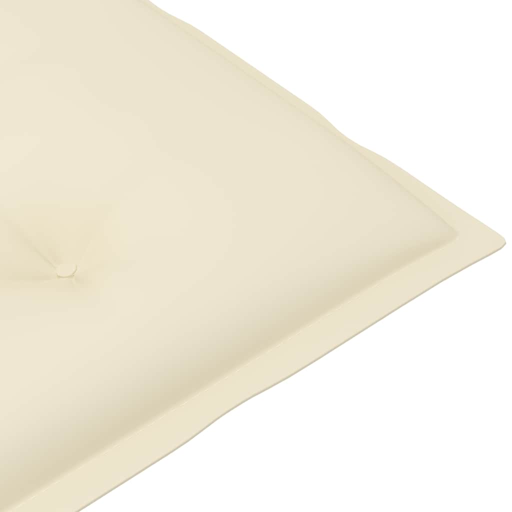 Sedie pieghevoli, 2 pezzi, con cuscini color crema, in legno massello di teak.