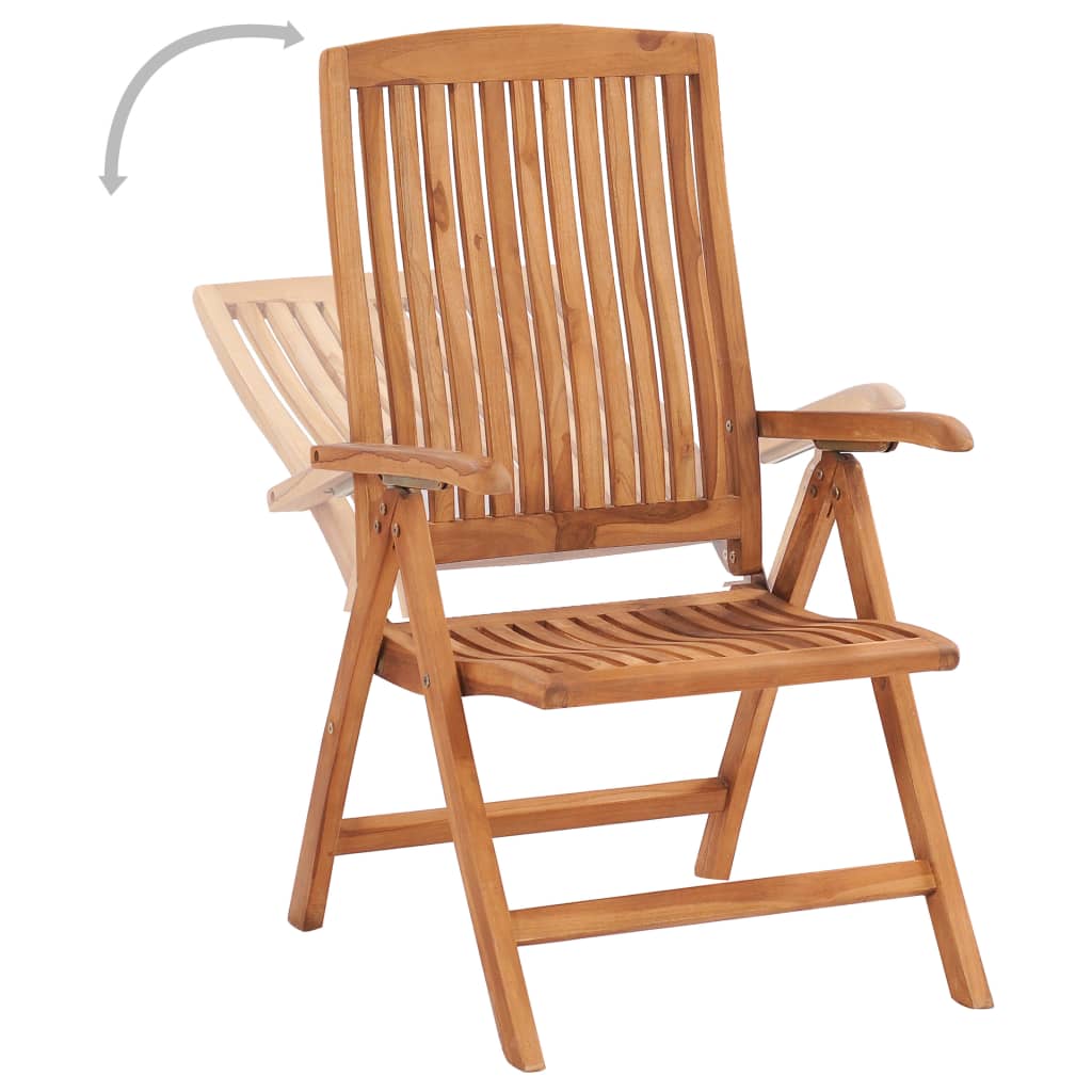 Sedie pieghevoli, 2 pezzi, con cuscini beige, in legno massello di teak.