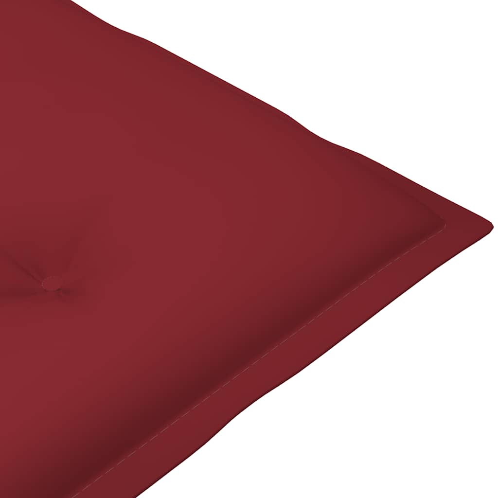 Sedie pieghevoli, 2 pezzi, con cuscini color rosso vino, in legno massello di teak.
